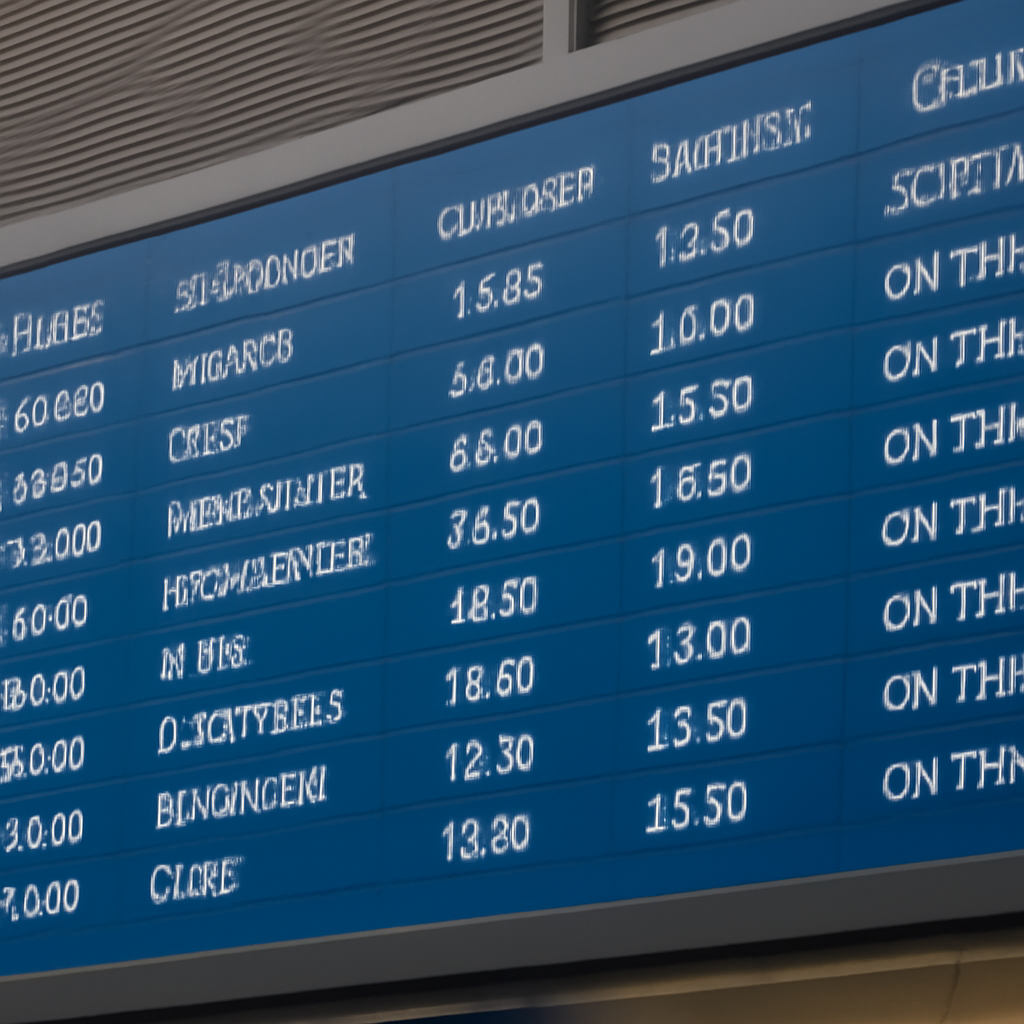 Табло расписания вылетов самолетов в аэропорту Адлера