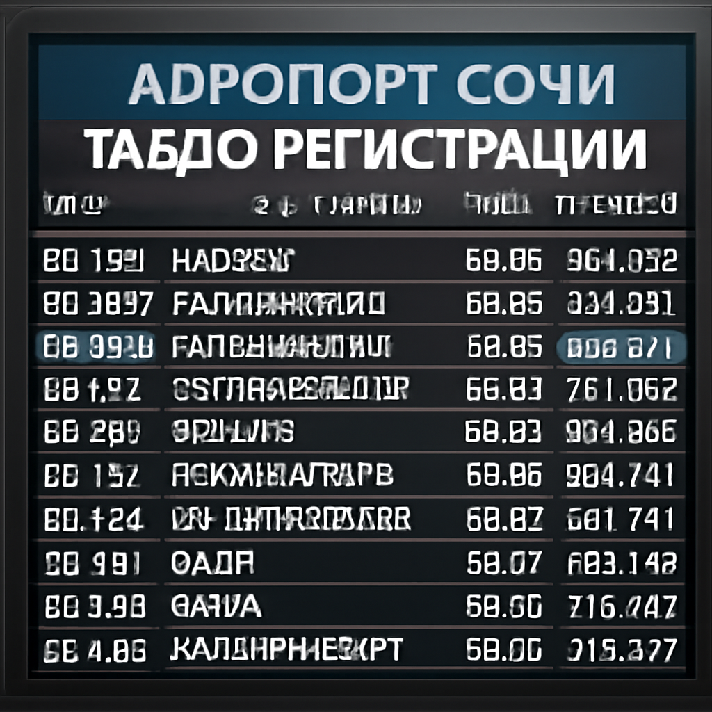 Табло регистрации сочи аэропорт - подробная информация
