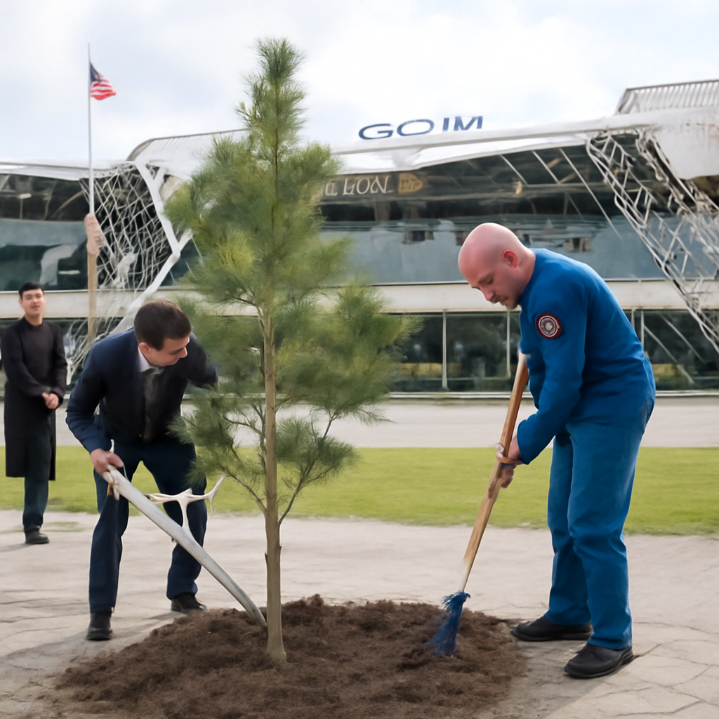 В аэропорту Сочи в честь Дня космонавтики высадили гималайский кедр В аэропорту Сочи в честь Дня космонавтики высадили гималайский кедр